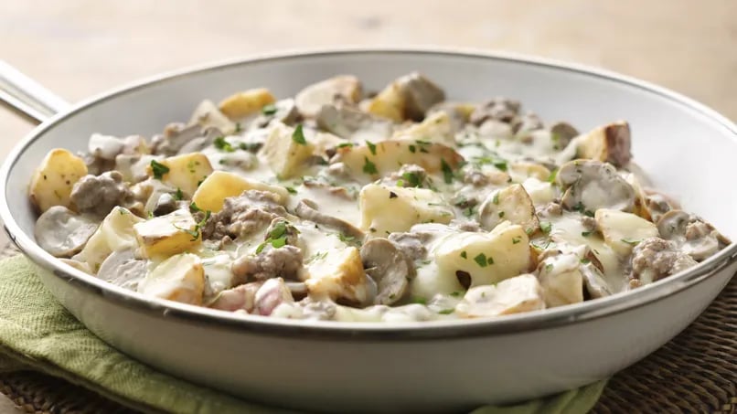 Easy Mushroom and Ground Beef Skillet