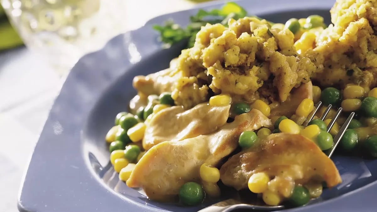 Skillet Turkey, Vegetables and Stuffing