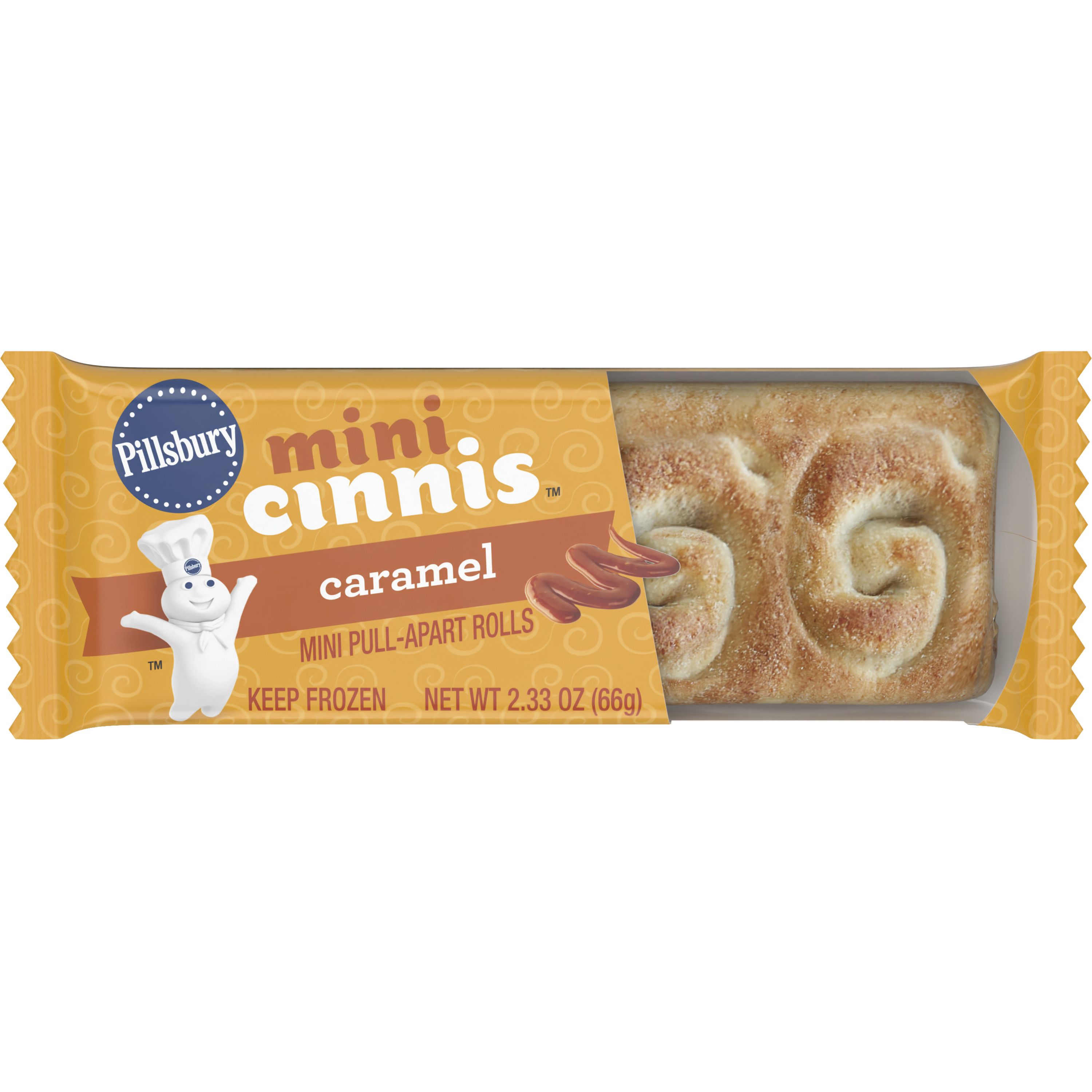 Front - 3D Pillsbury Frozen Meals Mini Cinnis Single Serve Pouch Caramel 72/2.33 OZ