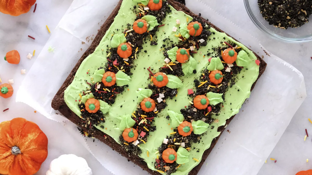 Pumpkin Patch Brownies with Homemade Buttercream