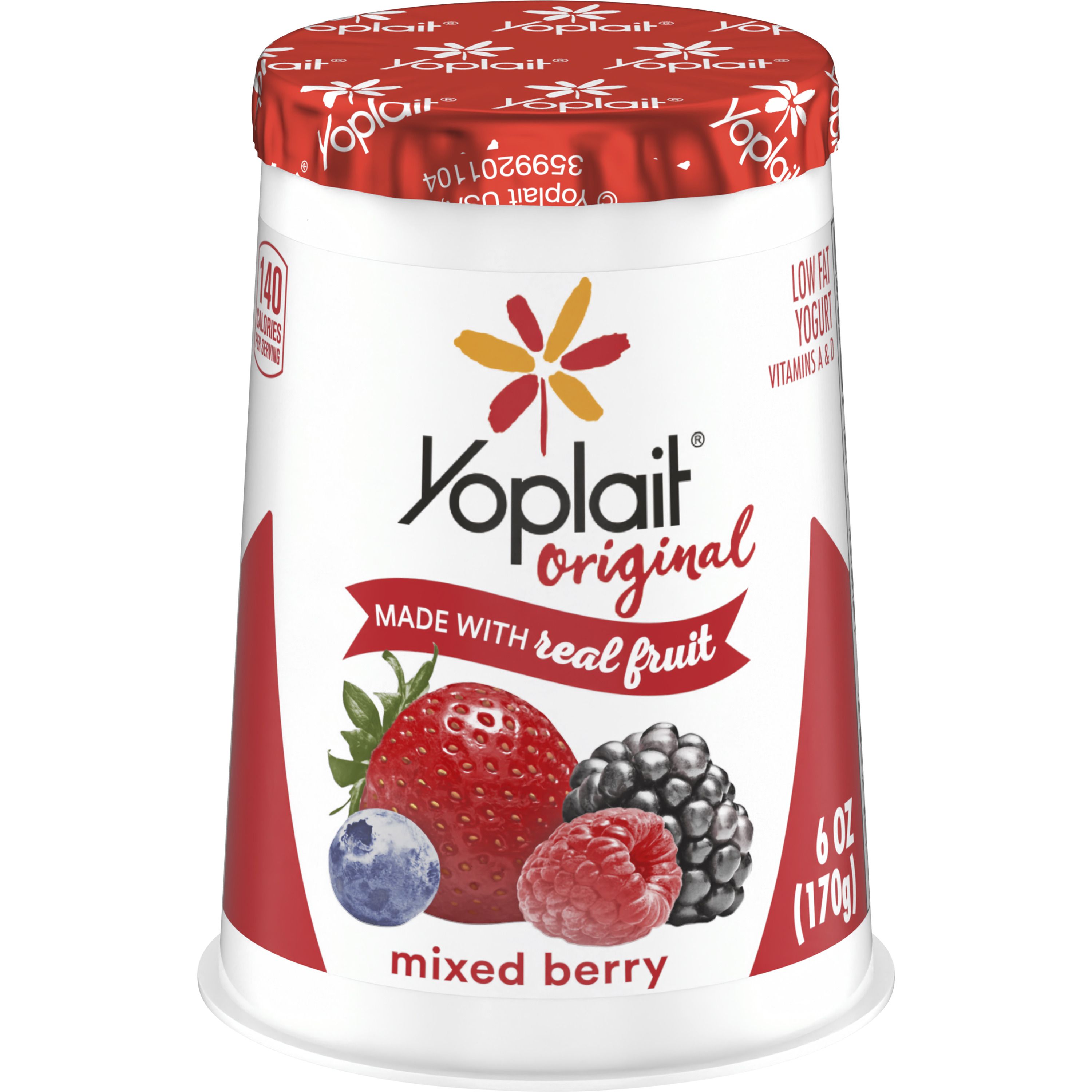 Front - 3D Yoplait Original Yogurt Single Serve Cup Mixed Berry 12/6 OZ