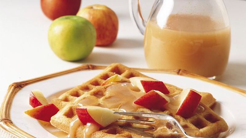 Apple Cinnamon Waffles with Cider Syrup
