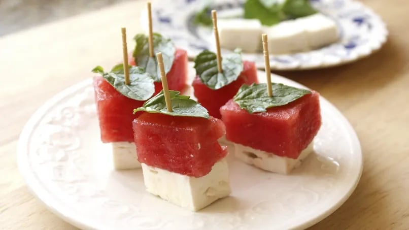 Watermelon and Feta Toothpick Snacks