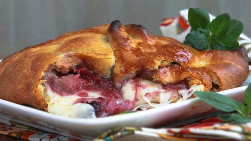 Baked Brie with Berry Rhubarb Compote
