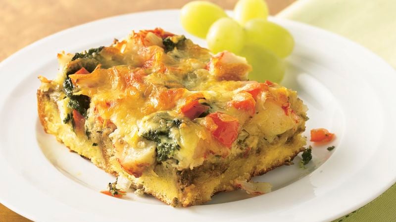 Crab and Spinach Strata