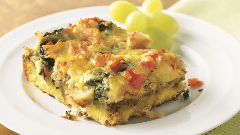 Crab and Spinach Strata