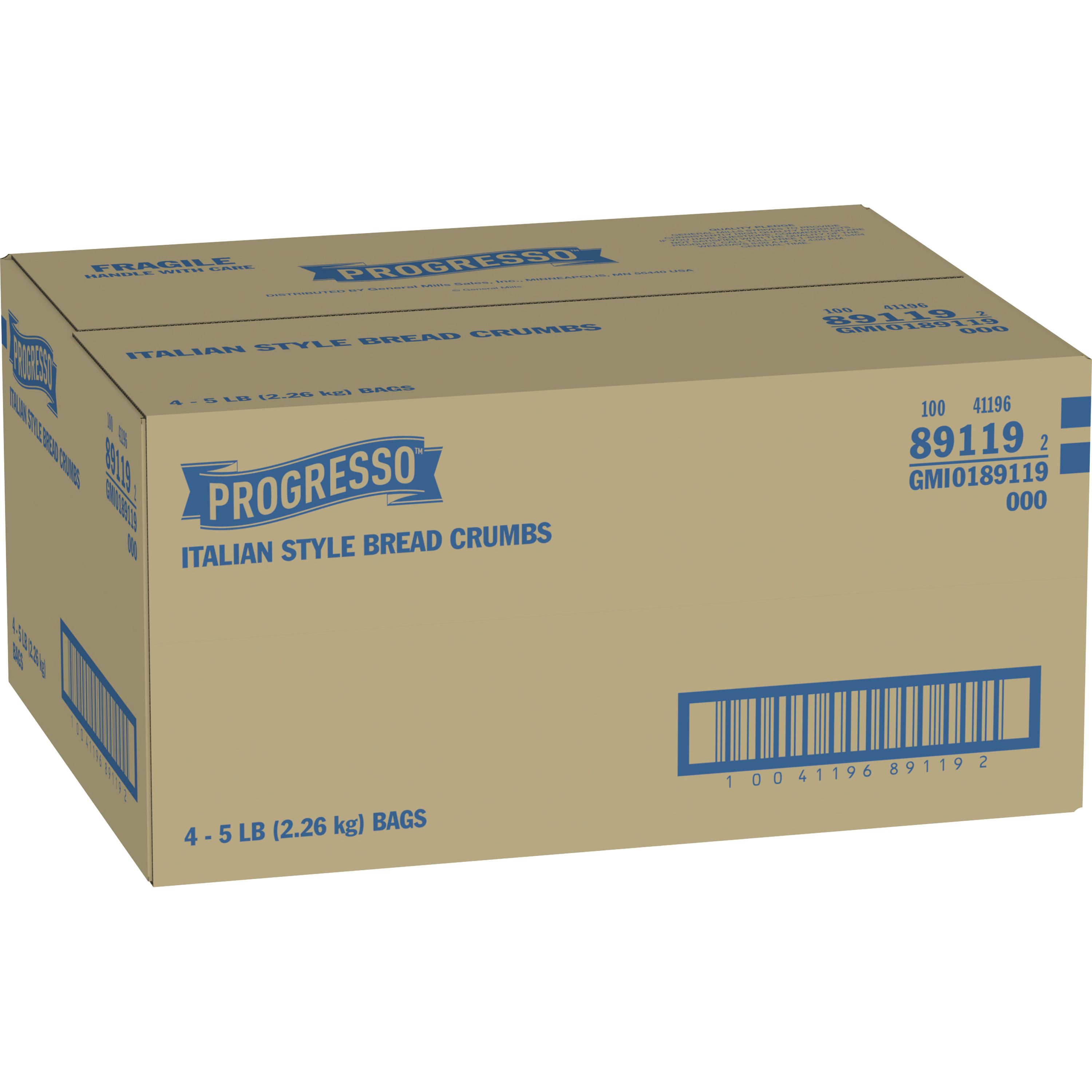 Case - Left Front 3D Progresso Bread Crumbs Bag Italian Style 4/5 LB