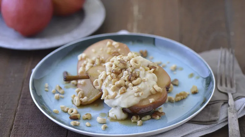 Baked Pears with Custard and Cheerios™ Crumble