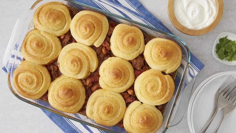 Beef Chili Cornbread Bake