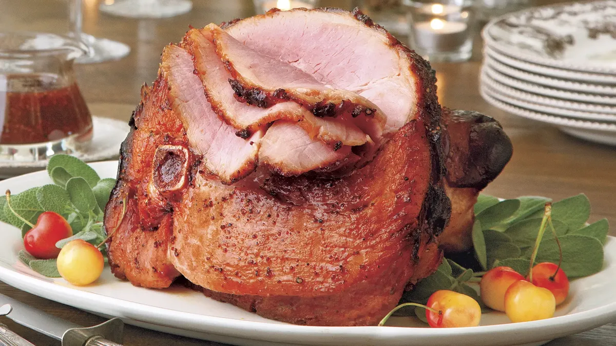 Cherries Jubilee-Black Pepper Glazed Ham