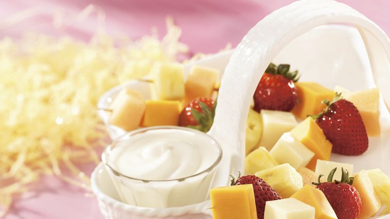 Multi Fruit and Cheese Kabobs with Creamy Dip