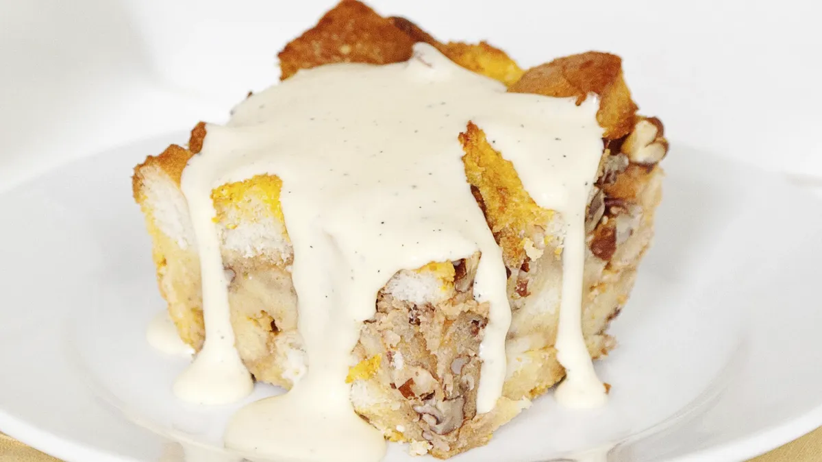 Bourbon Pumpkin Bread Pudding with Bourbon Sauce