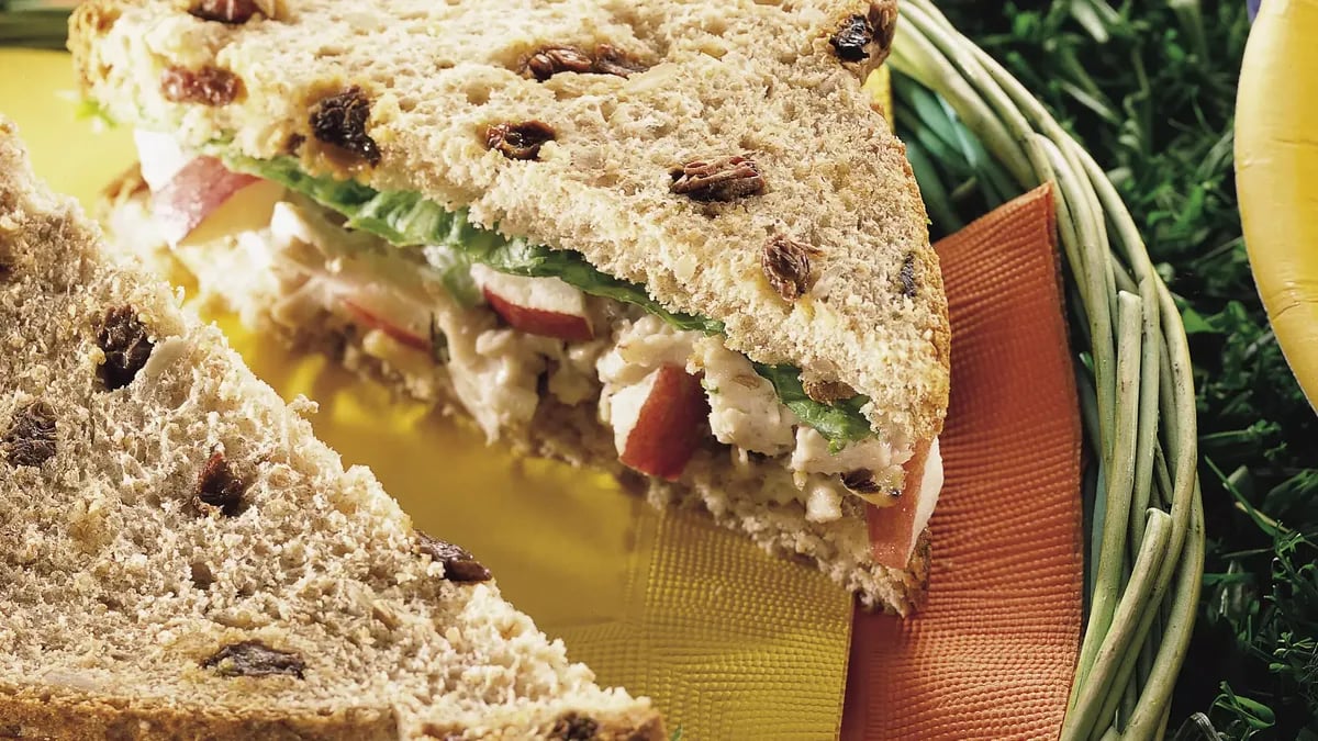 Waldorf Chicken Salad On Raisin Bread