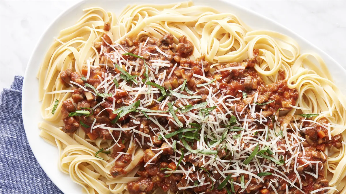 Mushroom Bolognese with Fettuccine