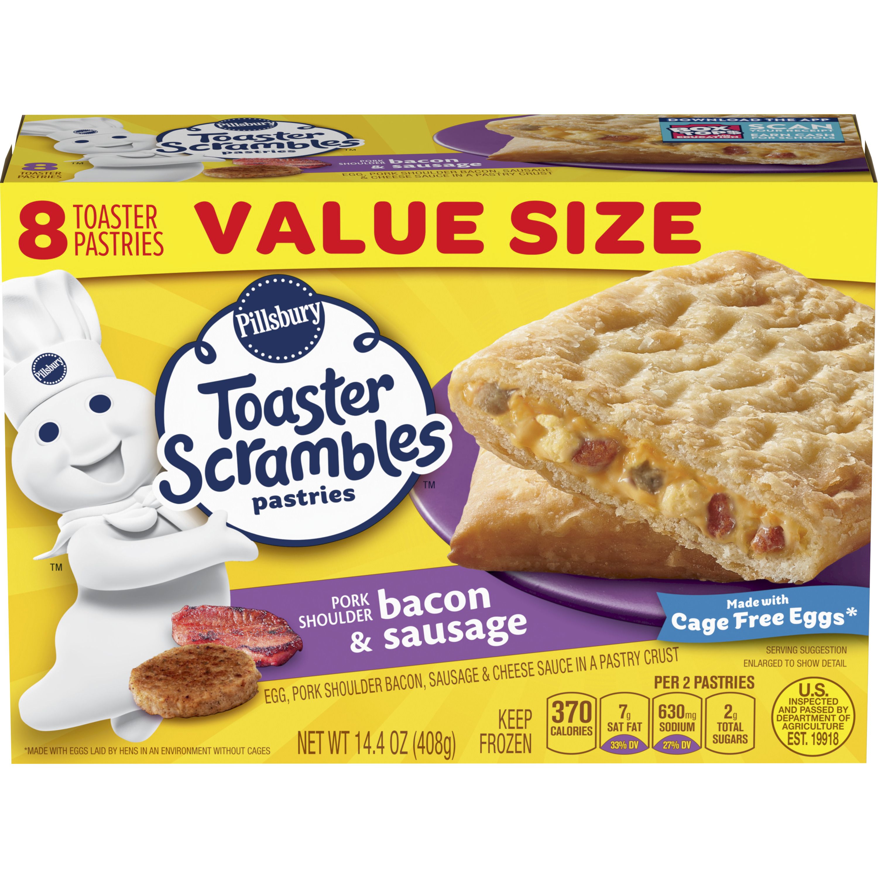 Pillsbury™ Bacon & Sausage Toaster Scrambles 8 Ct. - Front