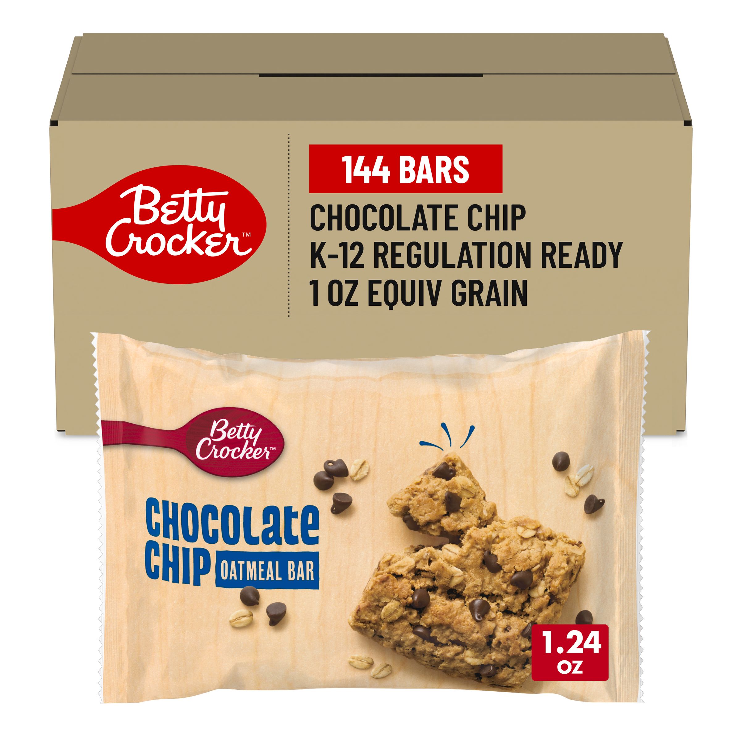  Case Optimized Hero Betty Crocker Oatmeal Bar Single Serve Pouch Chocolate Chip 144/1.24 OZ