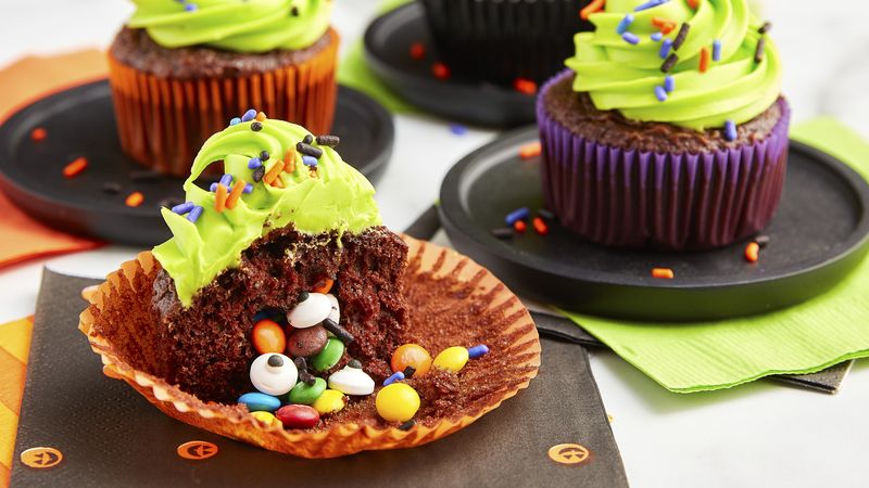 Surprise-Inside Halloween Candy Cupcakes