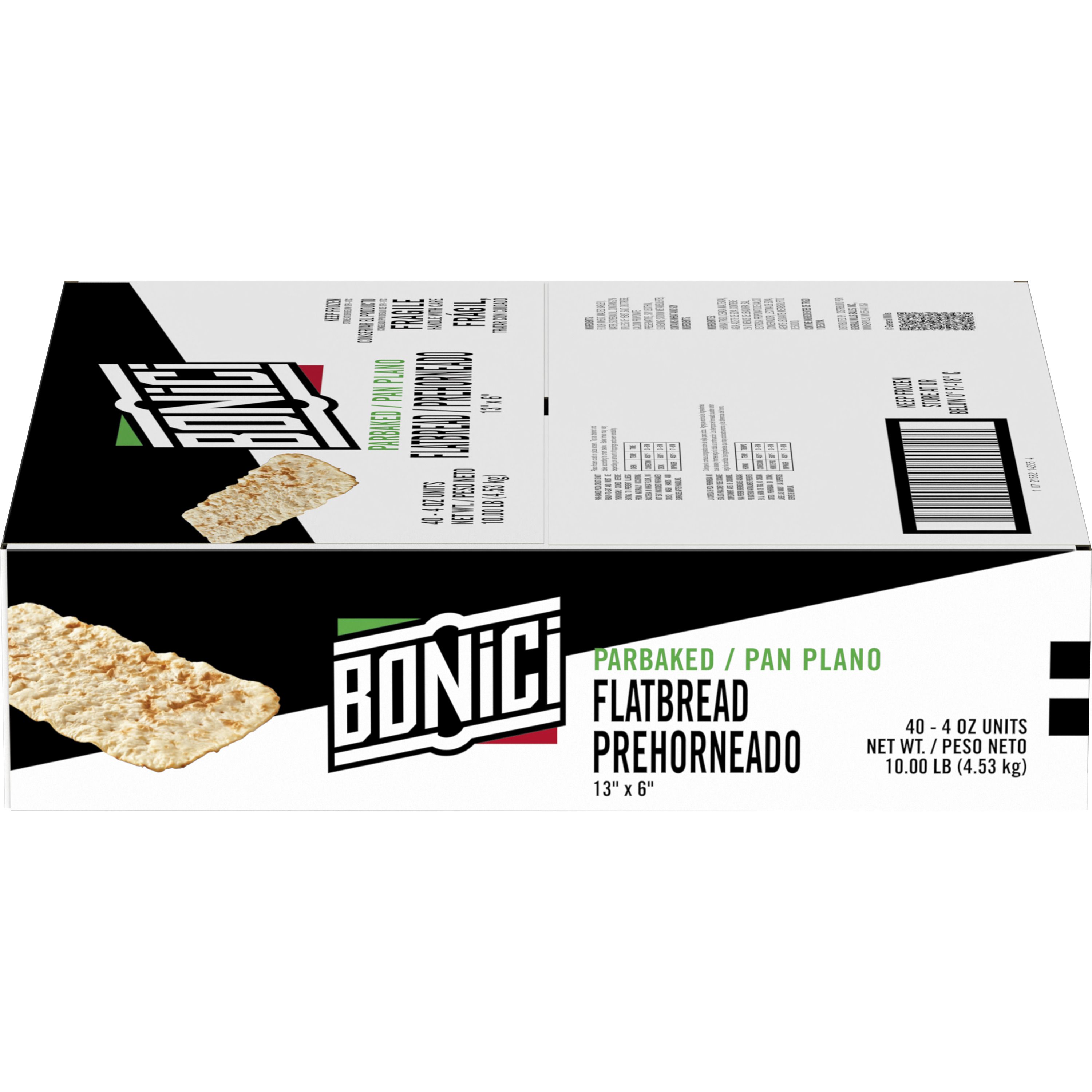 Front - 3D BONICI® Frozen Parbaked Pizza Crust Flatbread Traditional Rectangle 6x13 in 40/4 OZ  