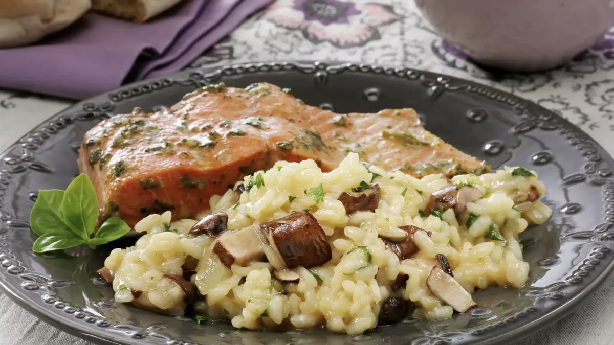 Easy Baked Mushroom & Onion Risotto