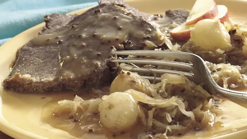 Slow-Cooker Bavarian-Style Beef and Sauerkraut