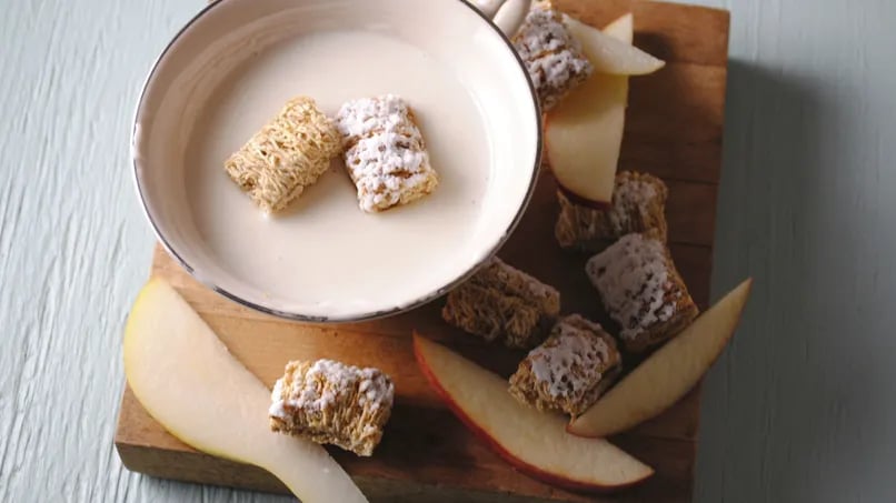 White Chocolate Fondue with Fruit and Cereal