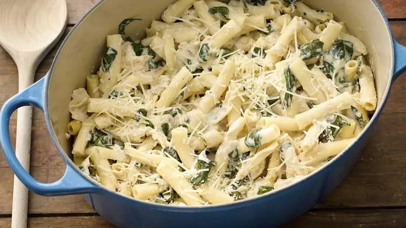 One-Pot Parmesan Chicken Ziti with Artichokes and Spinach