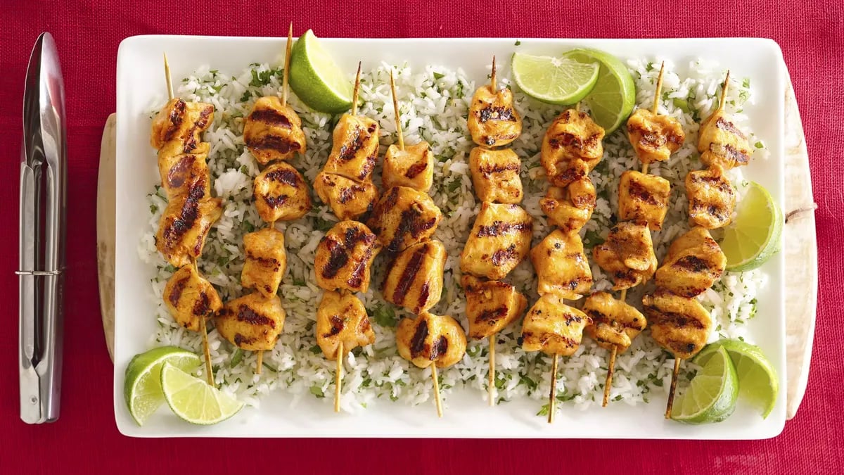 Skinny Grilled Sriracha Chicken with Garlic Cilantro Rice