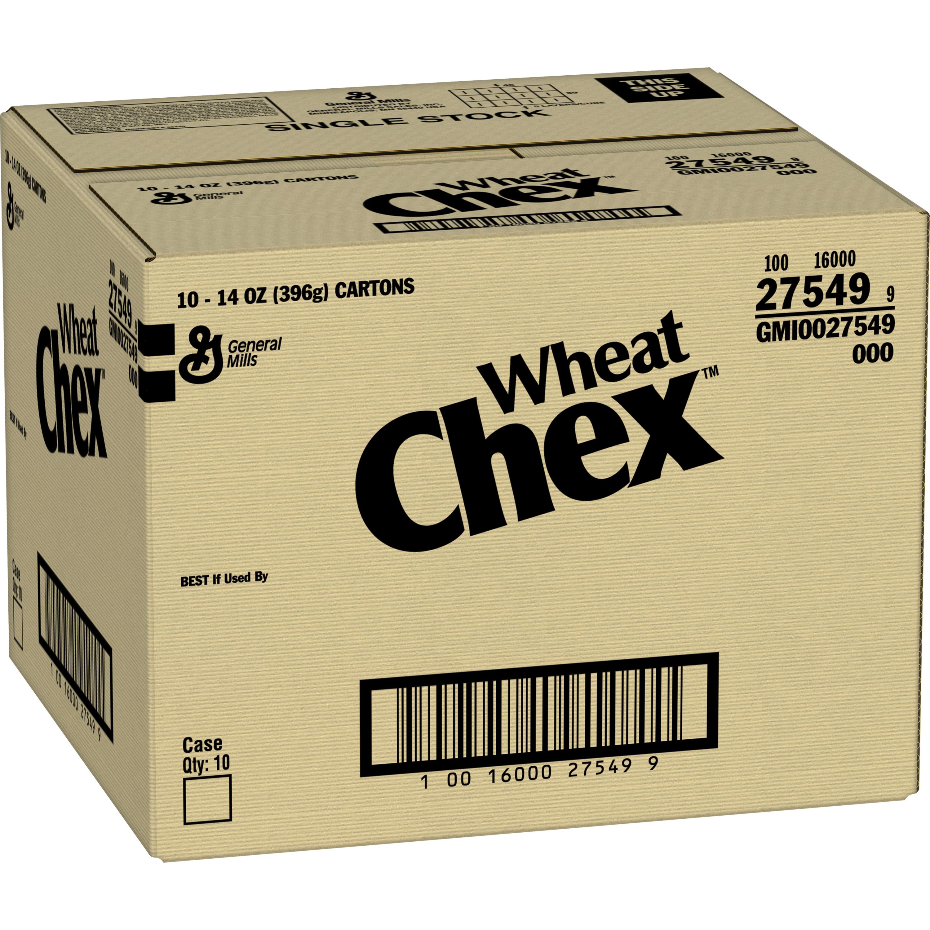 Case - Left Front 3D Wheat Chex Breakfast Cereal, Homemade Chex Mix Ingredient, 14 oz