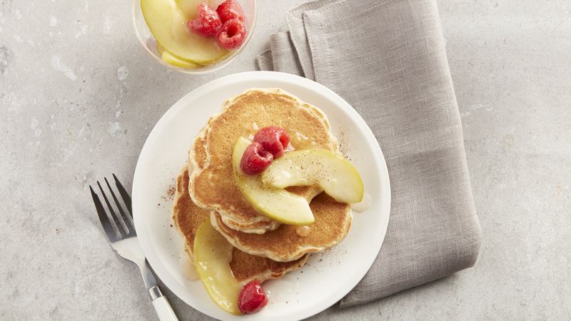 Whole Wheat-Oat Pancakes with Raspberry-Apple Compote