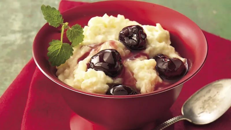 Creamy Rice Pudding with Brandied Cherry Sauce