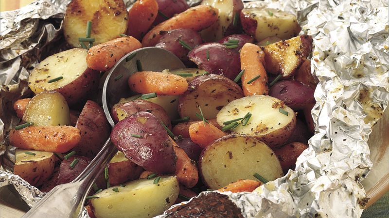 Grilled Parmesan Potatoes and Carrots