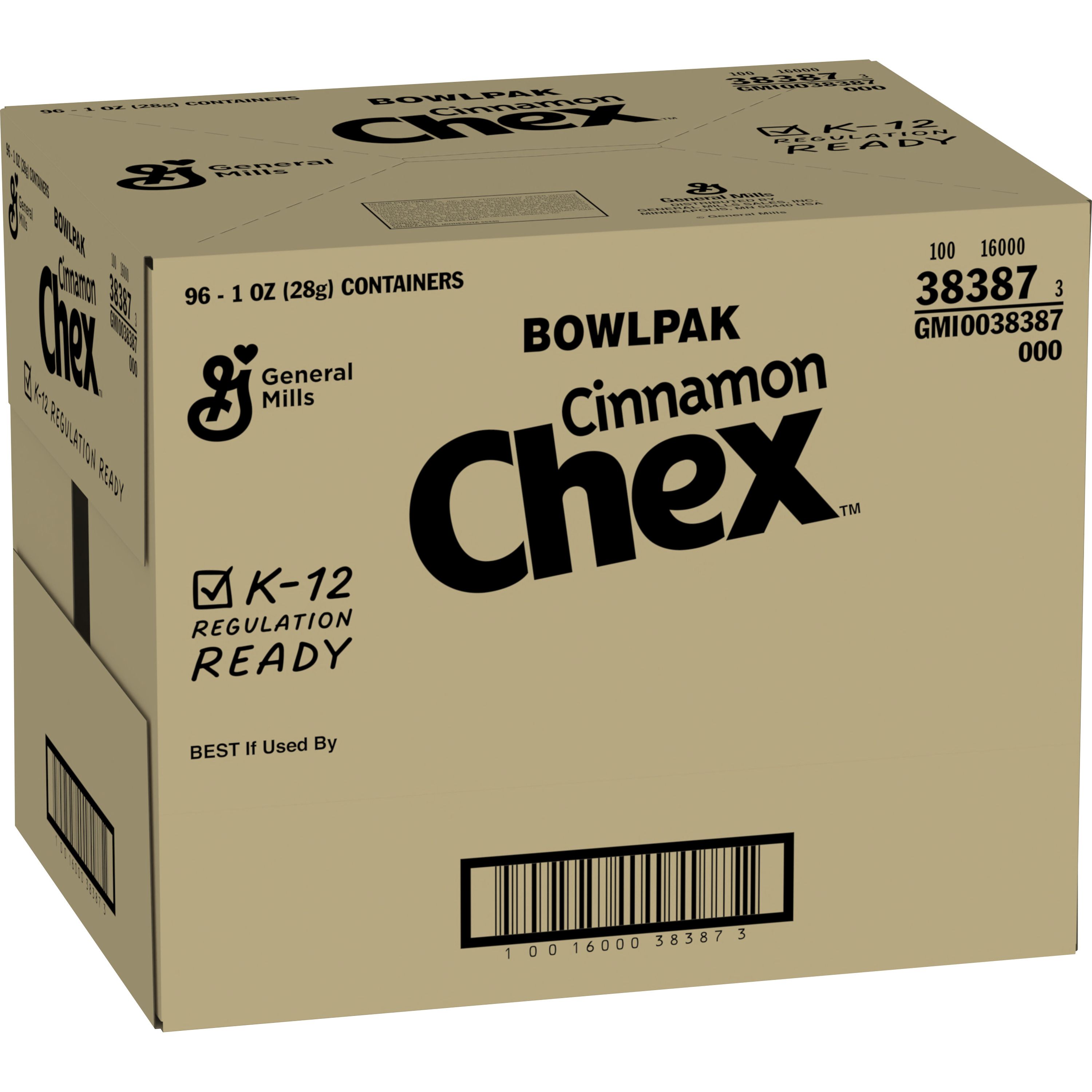 Case - Left Front 3D Cinnamon Chex Gluten Free Cereal Single Serve Bowlpak 96/1 OZ