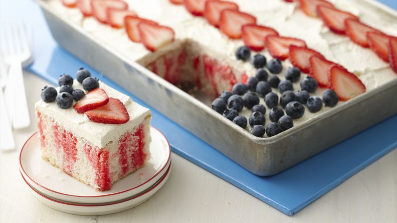 Red, White and Blue Fourth of July Poke Cake