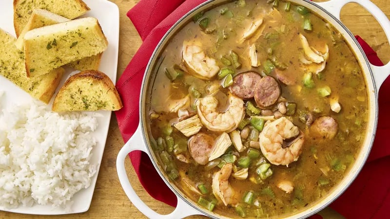 Chicken, Sausage, and Shrimp Gumbo