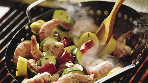 Grilled Lemon Shrimp with Squash