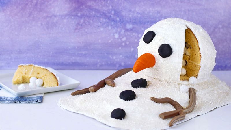 Melting Snowman Surprise Cake