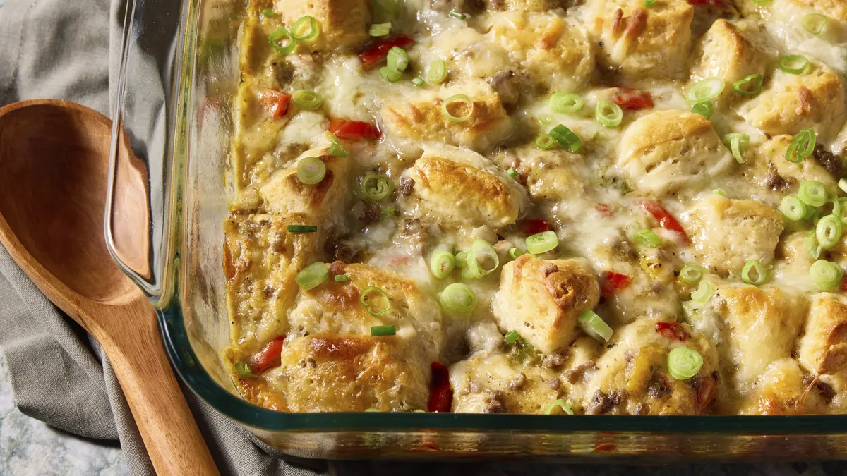 Philly Cheesesteak Biscuit Bake