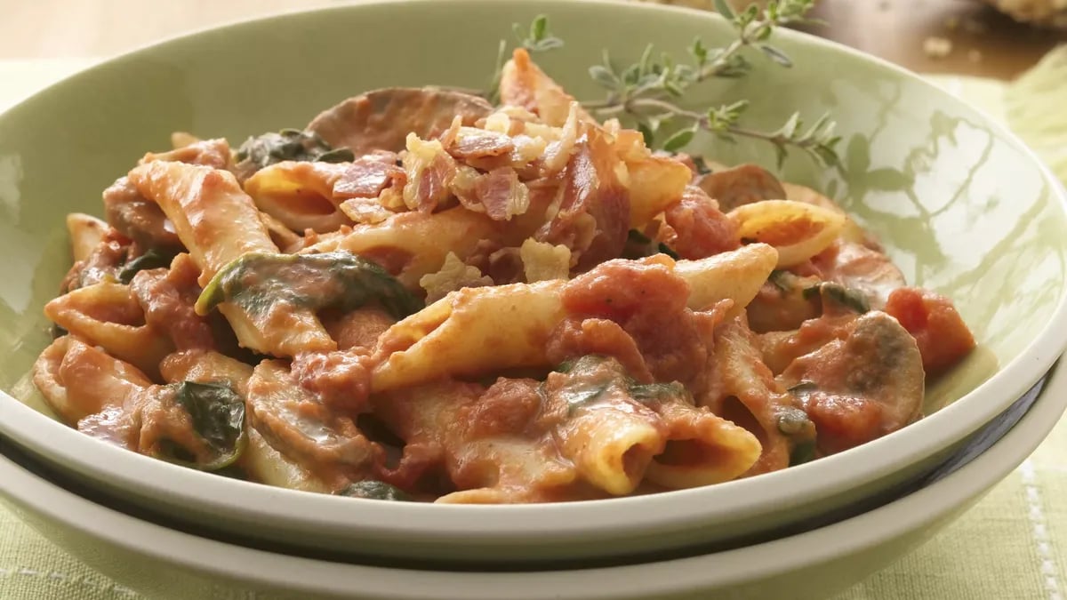 Penne with Mushroom-Tomato-Cream Sauce