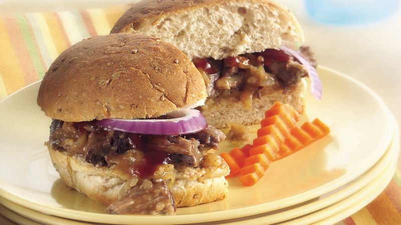 Slow-Cooker Barbecue Beef Sandwiches wtih Coleslaw