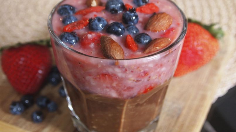 Chocolate and Strawberry Oatmeal Parfait