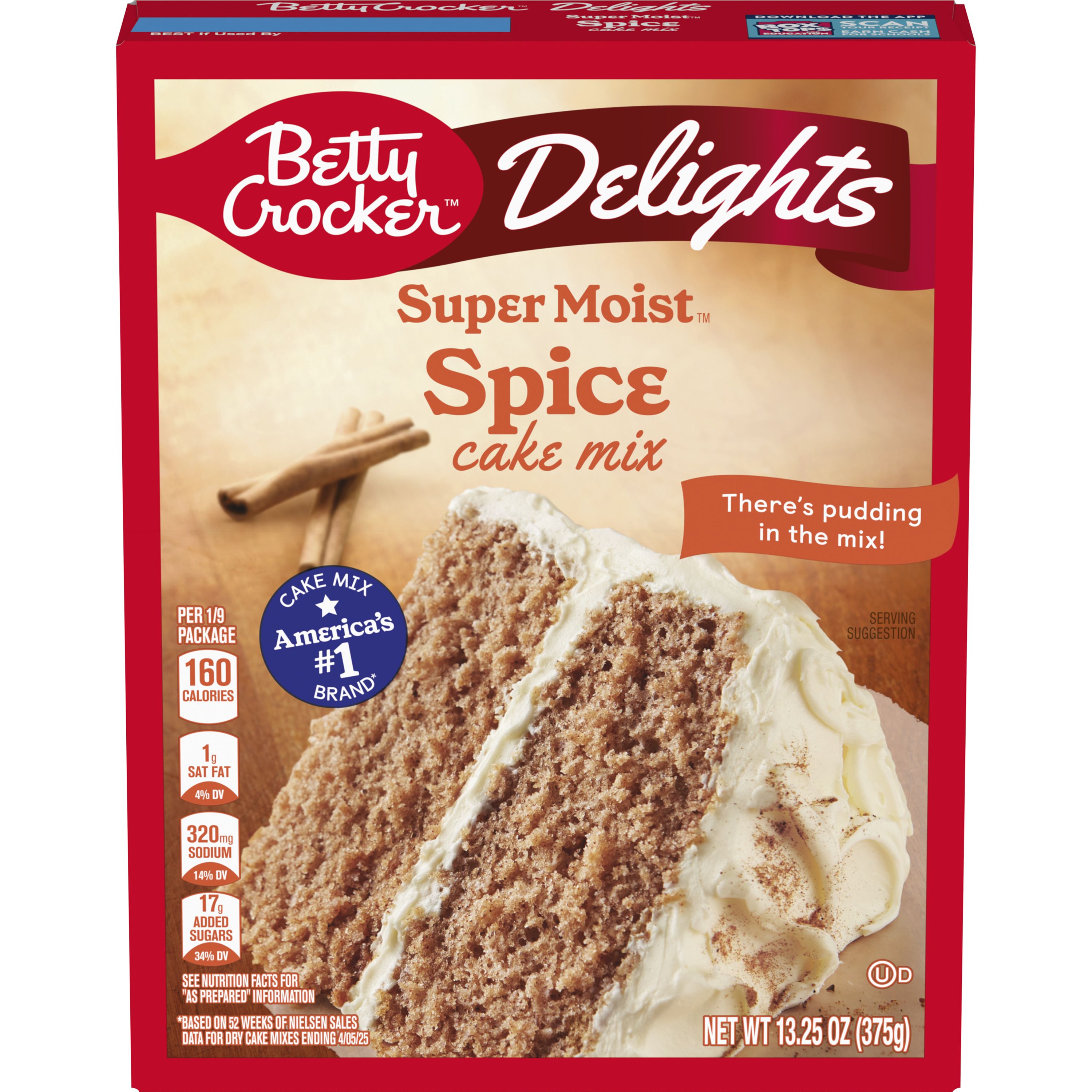 Betty Crocker Delights Super Moist Spice Cake Mix, Holiday Baking, 13.25 oz - Front