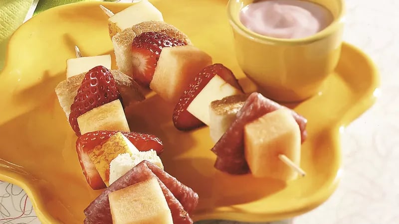 Breakfast Kabobs with Yogurt Dip