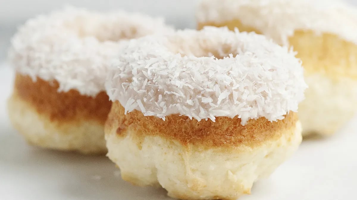 Baked Coconut Doughnuts with Coconut Glaze