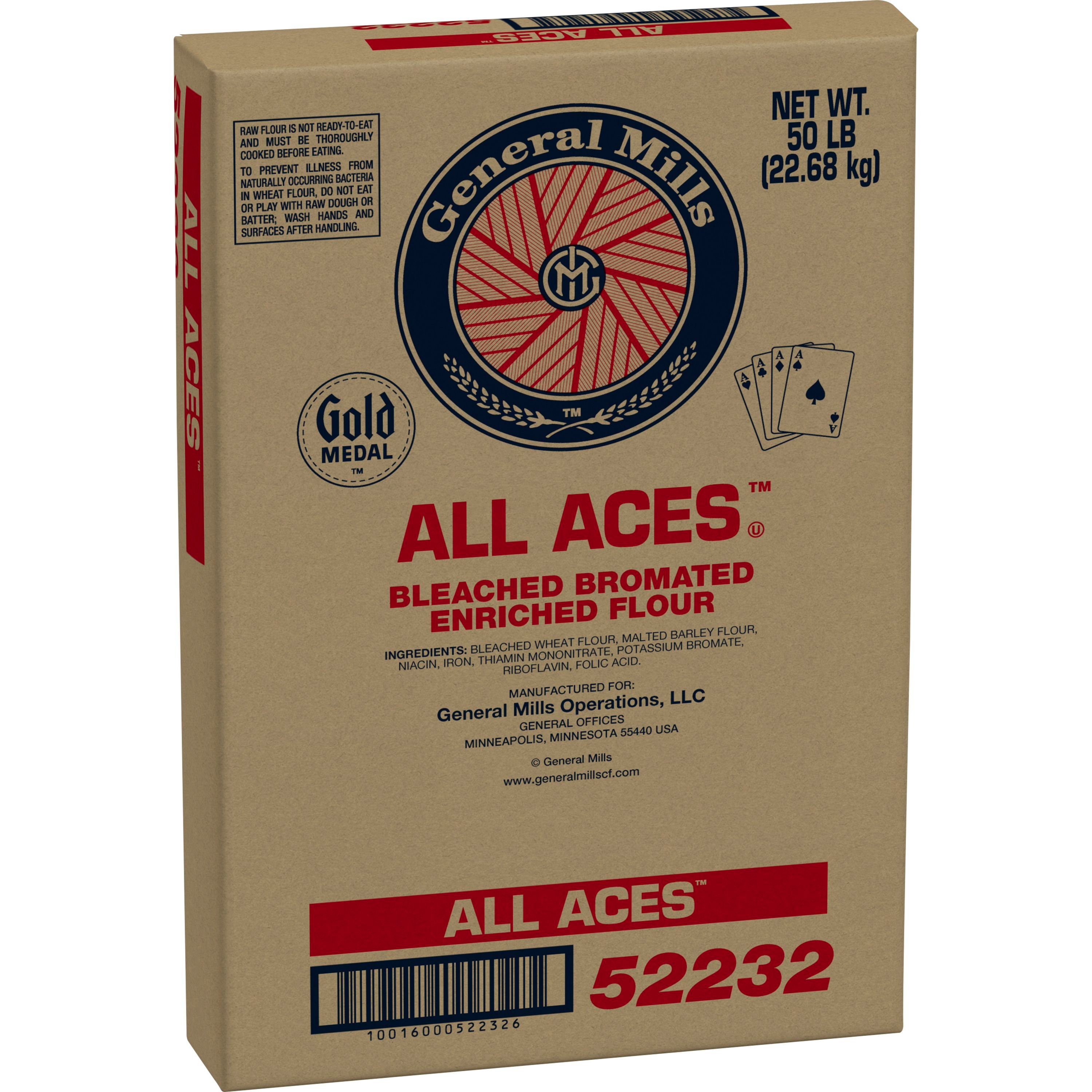 Case - Left Front 3D Gold Medal(TM) All Aces(TM) Flour Bleached Bromated Enriched 50 lb