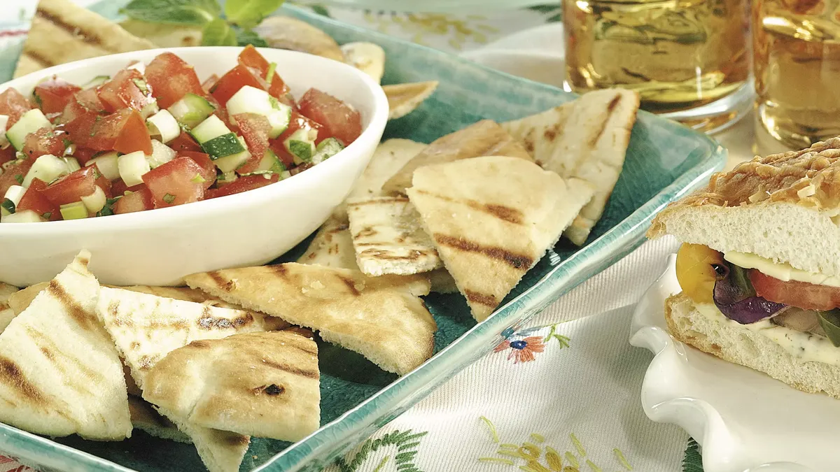 Minted Tomato Salsa with Grilled Pita Chips