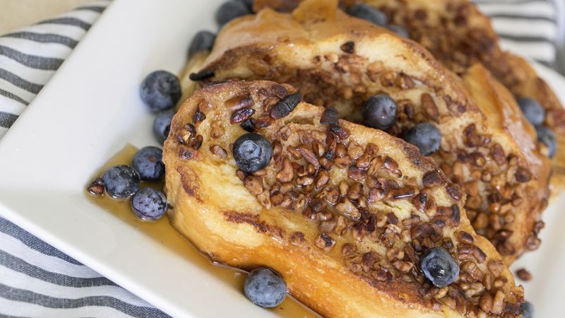 Pecan Crusted French Toast with Blueberries
