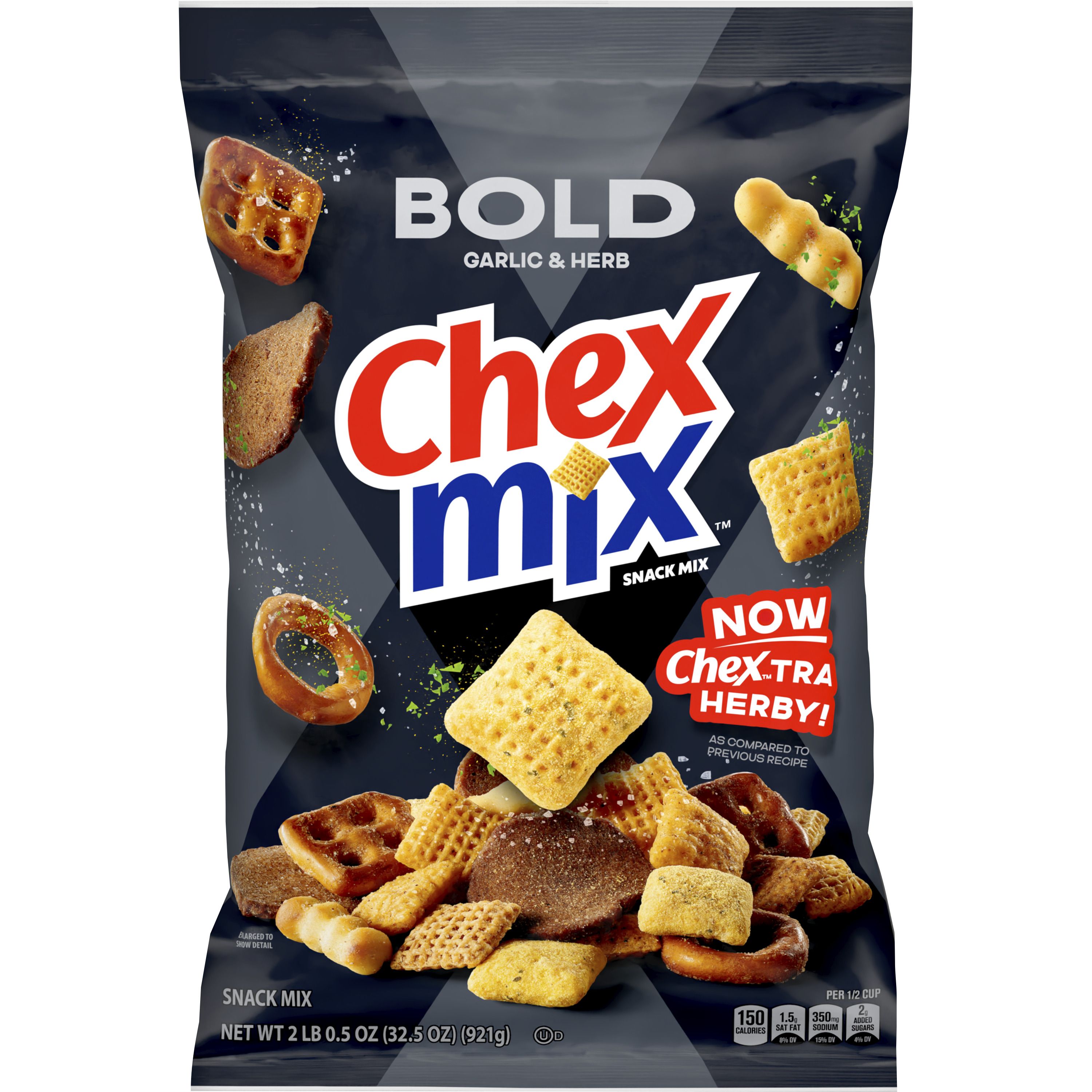 Front - 3D Chex Mix Snack Mix Bag Bold Garlic & Herb 10/32.5 OZ