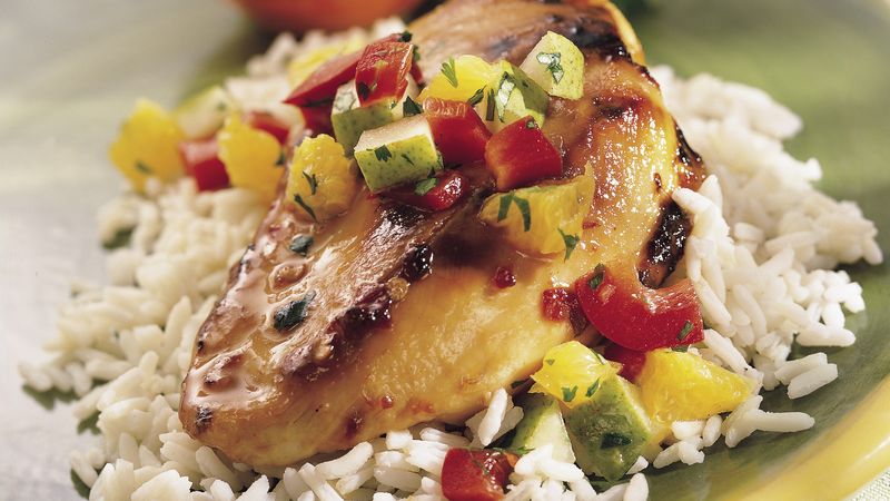 Sweet and Spicy Chicken with Winter Fruit Salsa