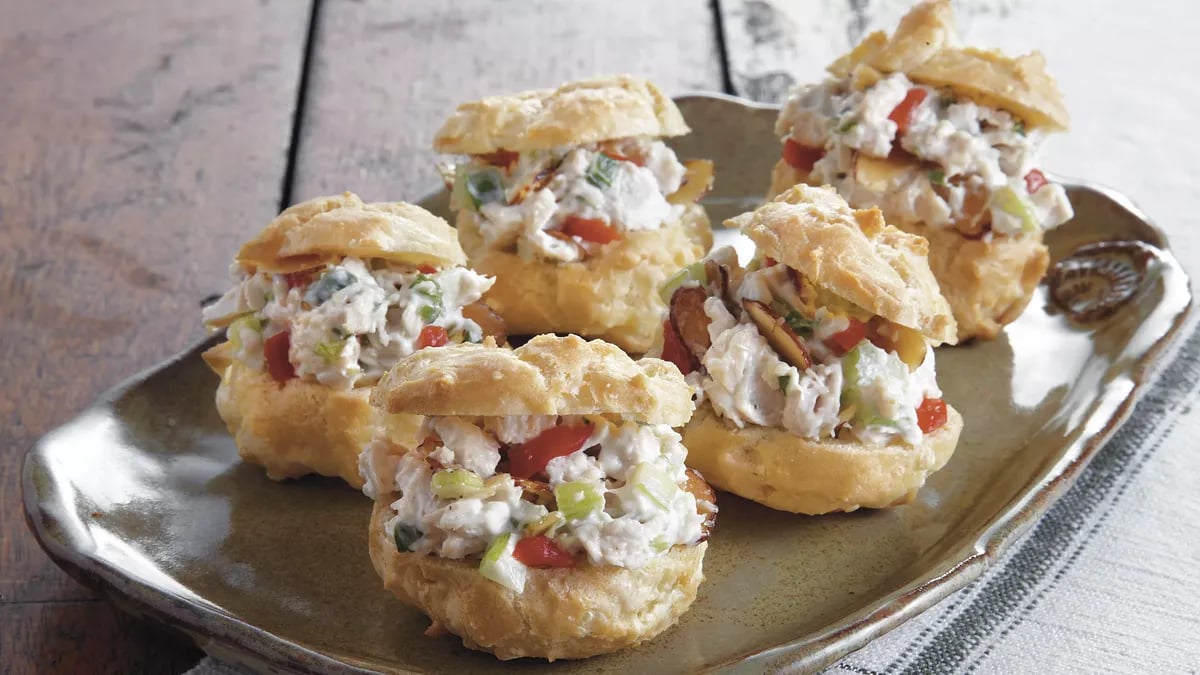 Chicken Salad in Swiss Cheese Puffs