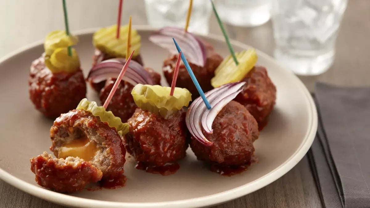 Slow-Cooker Barbecue Bacon Cheeseburger Meatballs